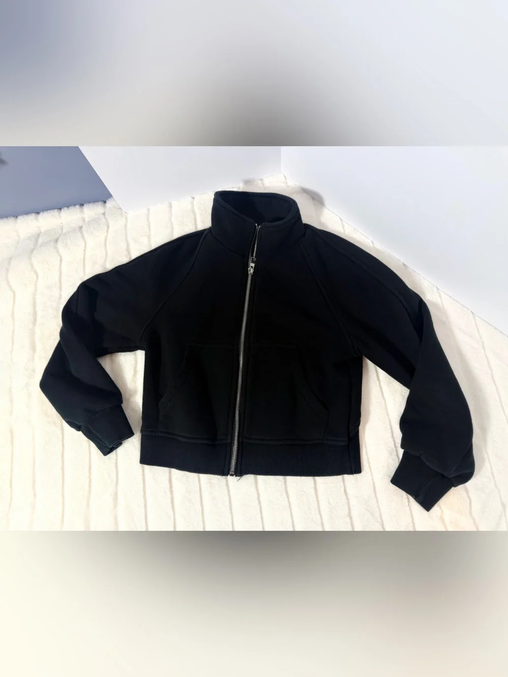 Girls 10 - zip up long crop sweatshirt (no size tag)